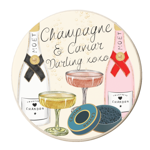 Champagne & Caviar Darling - personalised beer coaster by Ms Doodle