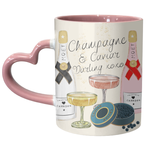Champagne & Caviar Darling - unique mug by Ms Doodle
