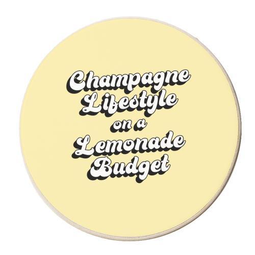 Champagne Lifestyle on a Lemonade Budget - personalised beer coaster by Kind of Simple Designs