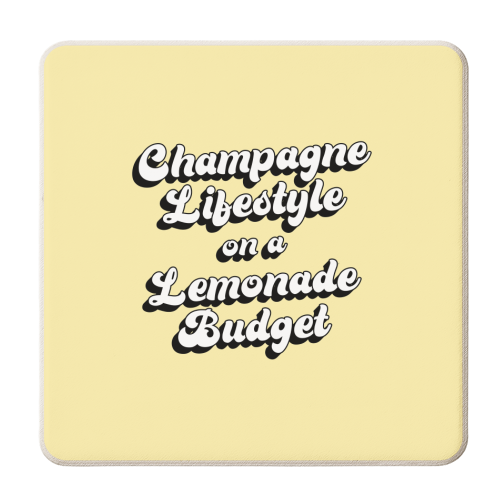 Champagne Lifestyle on a Lemonade Budget - personalised beer coaster by Kind of Simple Designs