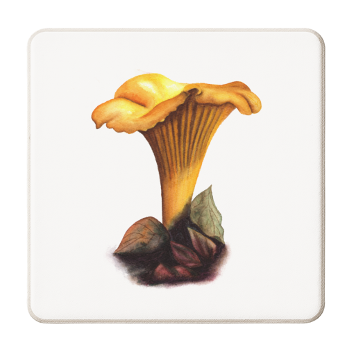 Chanterelle Mushroom - personalised beer coaster by She Walks She Paints