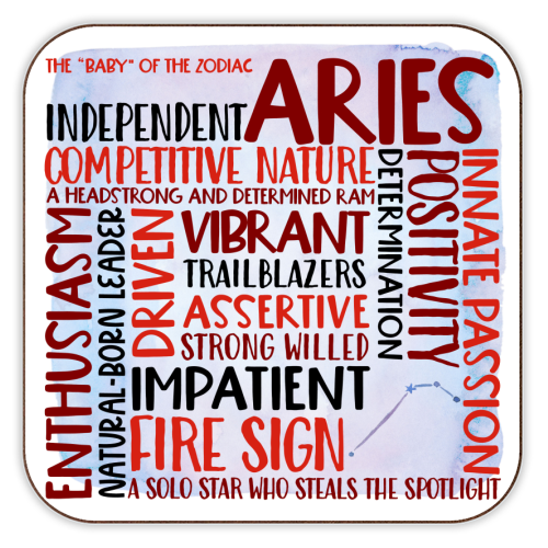 Characteristics Of An Aries - personalised beer coaster by All About Words Designs