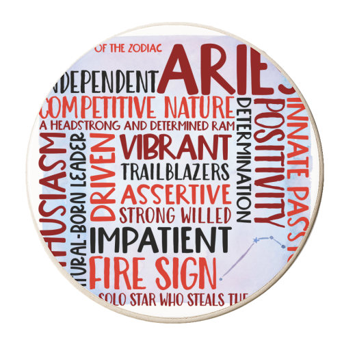 Characteristics Of An Aries - personalised beer coaster by All About Words Designs