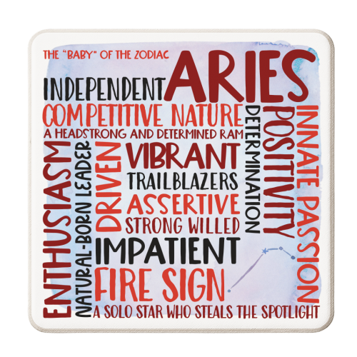 Characteristics Of An Aries - personalised beer coaster by All About Words Designs