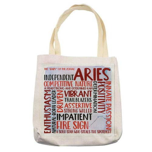 Characteristics Of An Aries - printed canvas tote bag by All About Words Designs