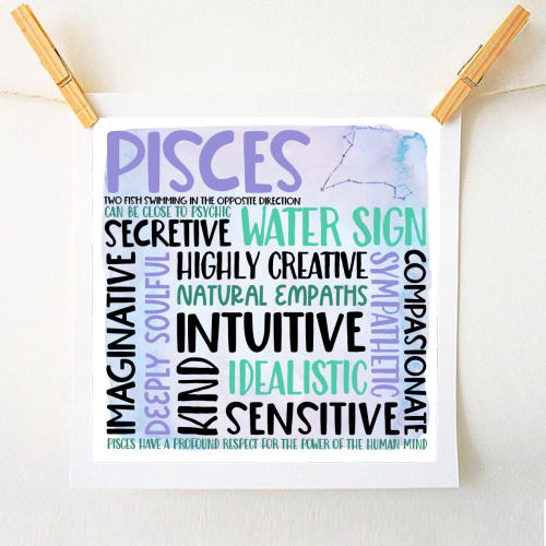 Characteristics of the star sign Pisces - A1 - A4 art print by All About Words Designs
