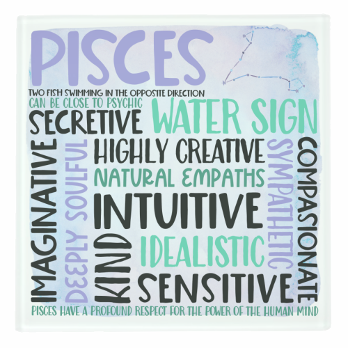 Characteristics of the star sign Pisces - personalised beer coaster by All About Words Designs