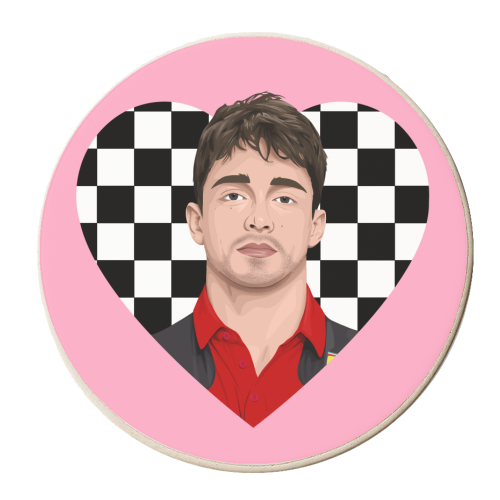 Charles LeClerc Heart - personalised beer coaster by Pink and Pip