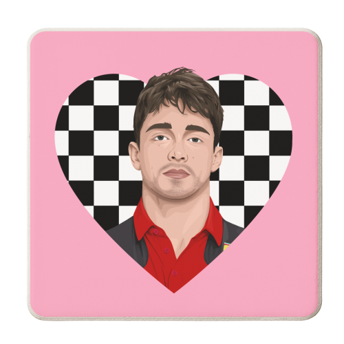 Charles LeClerc Heart - personalised beer coaster by Pink and Pip