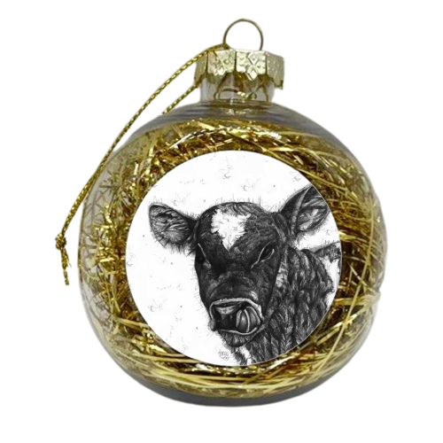 Charming Calf - xmas bauble by Tracey Russell