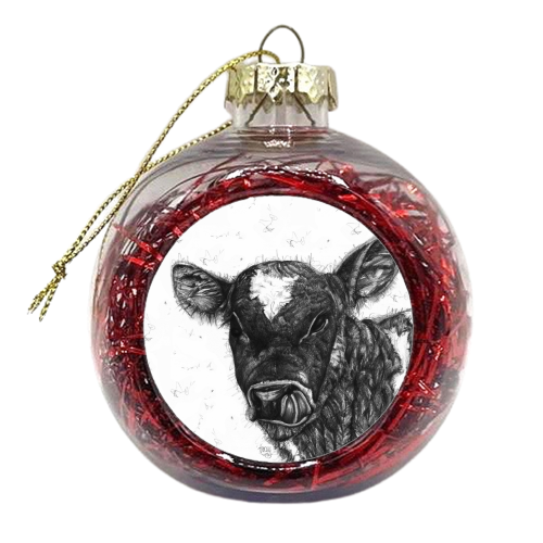 Charming Calf - xmas bauble by Tracey Russell