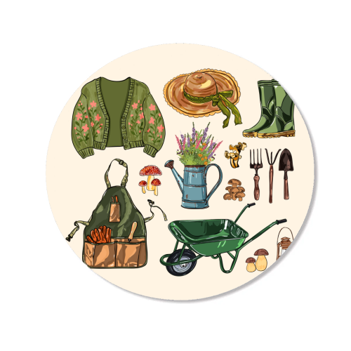 Charming Cottagecore Garden Tools & Botanicals - Magnet by EZbie