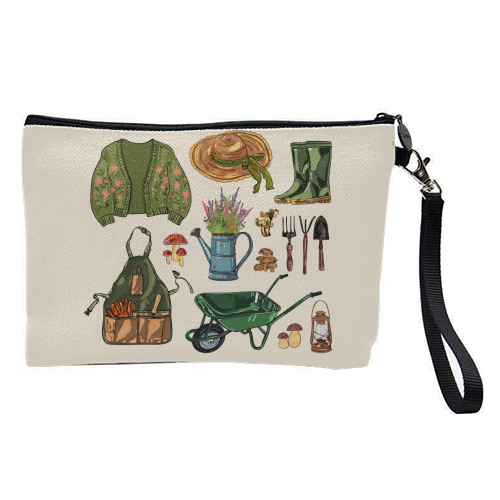 Charming Cottagecore Garden Tools & Botanicals - pretty makeup bag by EZbie