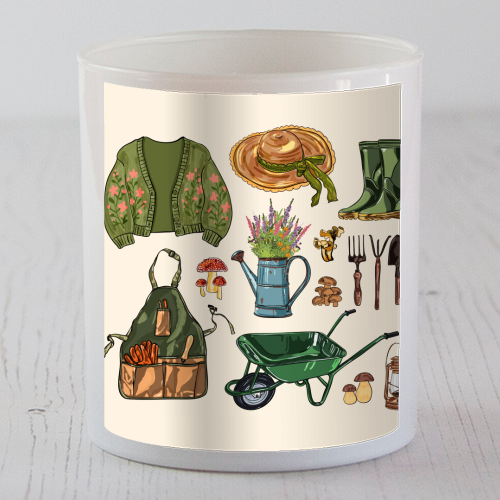 Charming Cottagecore Garden Tools & Botanicals - scented candle by EZbie