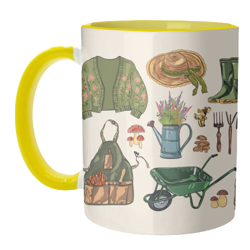 Charming Cottagecore Garden Tools & Botanicals - unique mug by EZbie