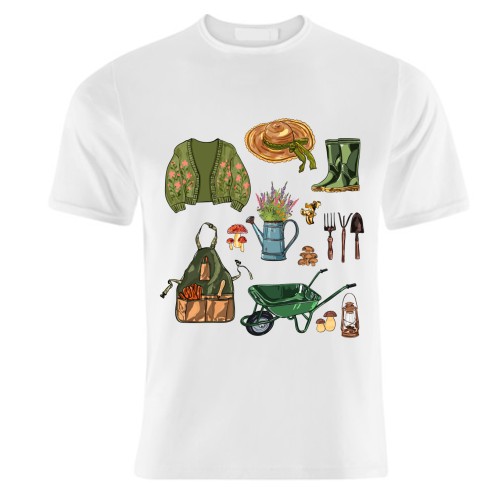 Charming Cottagecore Garden Tools & Botanicals - unique t shirt by EZbie