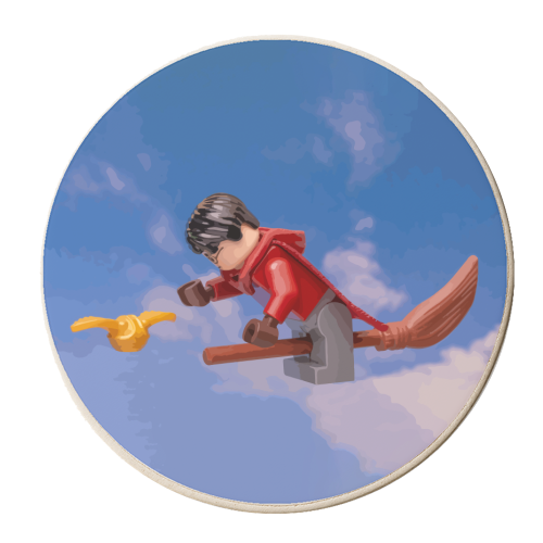 Chasing the Golden Snitch - personalised beer coaster by David Bond