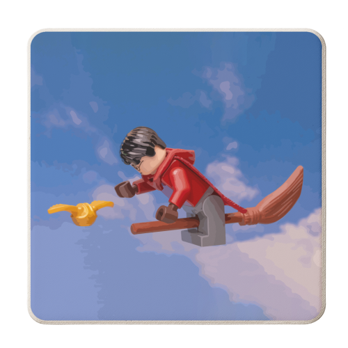 Chasing the Golden Snitch - personalised beer coaster by David Bond