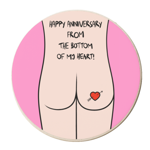 Cheeky Anniversary Greeting - personalised beer coaster by Adam Regester
