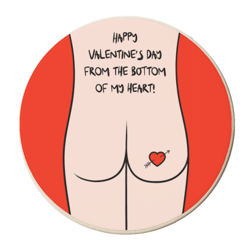 Cheeky Bottom Valentine's Greeting - personalised beer coaster by Adam Regester