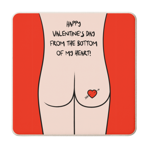 Cheeky Bottom Valentine's Greeting - personalised beer coaster by Adam Regester