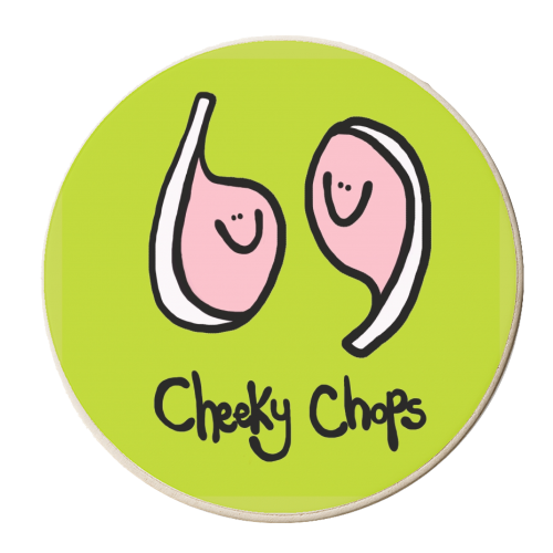 Cheeky Chops - personalised beer coaster by Emma Donovan