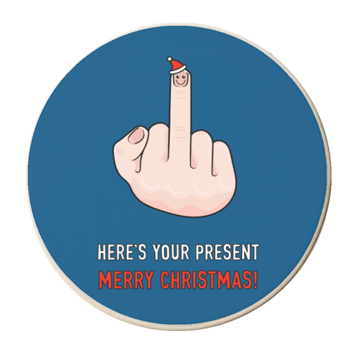 Cheeky Christmas Finger! - personalised beer coaster by Adam Regester