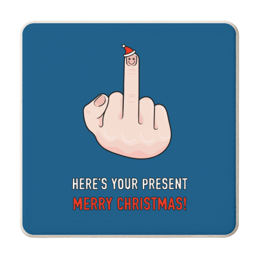 Cheeky Christmas Finger! - personalised beer coaster by Adam Regester