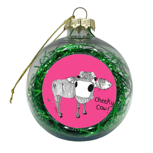 Cheeky Cow - xmas bauble by Casey Rogers