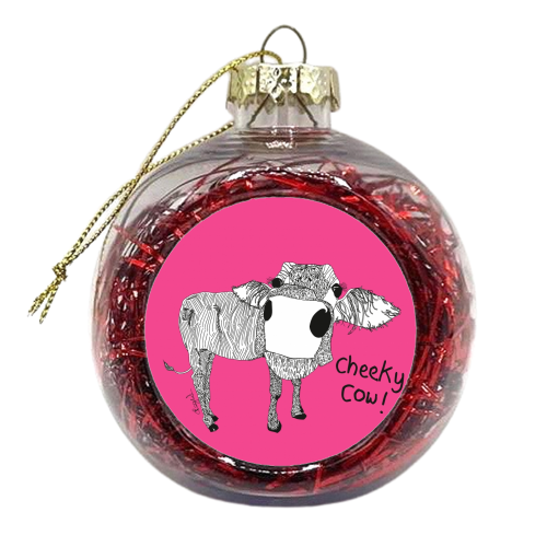 Cheeky Cow - xmas bauble by Casey Rogers