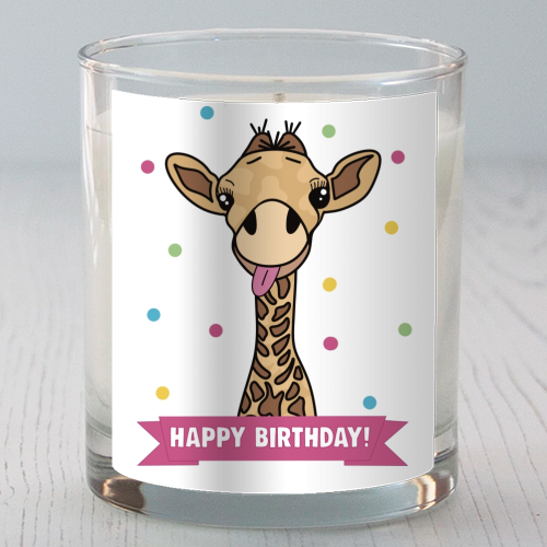 Cheeky Giraffe Birthday Card - scented candle by Drawings by Firefly
