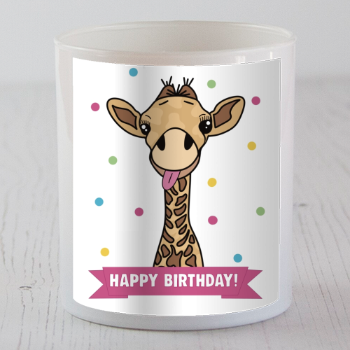 Cheeky Giraffe Birthday Card - scented candle by Drawings by Firefly