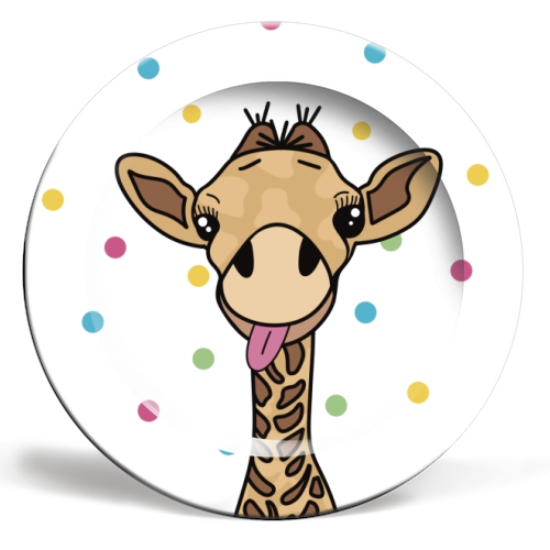 Cheeky Giraffe Print - ceramic dinner plate by Drawings by Firefly
