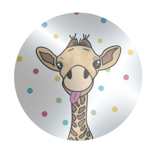 Cheeky Giraffe Print - Circle Sticker by Drawings by Firefly