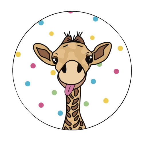 Cheeky Giraffe Print - Circle Sticker by Drawings by Firefly