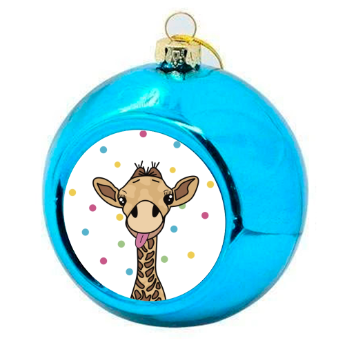 Cheeky Giraffe Print - colourful christmas bauble by Drawings by Firefly