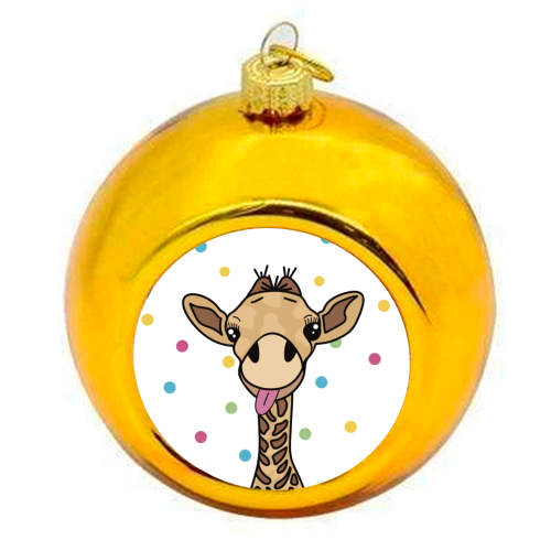Cheeky Giraffe Print - colourful christmas bauble by Drawings by Firefly
