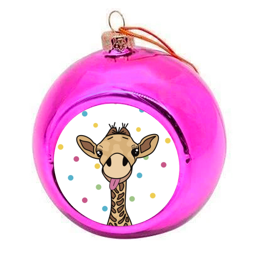 Cheeky Giraffe Print - colourful christmas bauble by Drawings by Firefly
