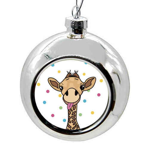 Cheeky Giraffe Print - colourful christmas bauble by Drawings by Firefly