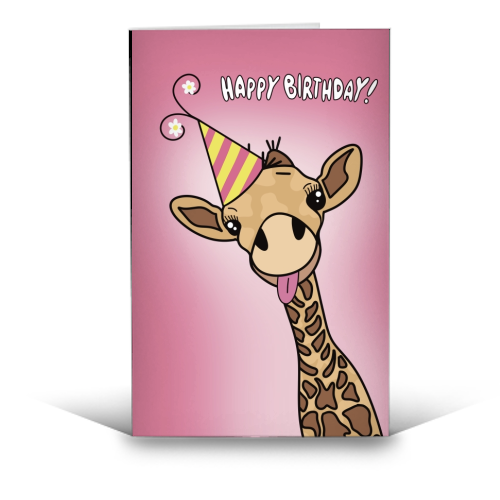 Cheeky Giraffe Print - funny greeting card by Drawings by Firefly