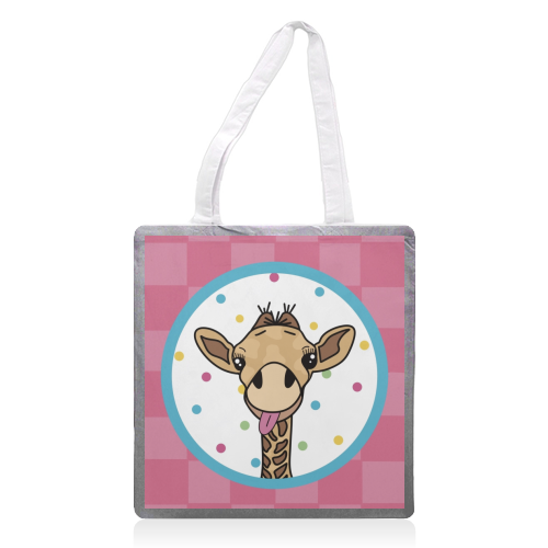 Cheeky Giraffe Print - printed canvas tote bag by Drawings by Firefly