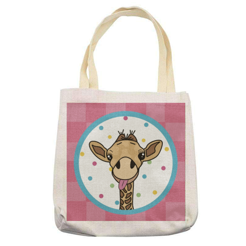 Cheeky Giraffe Print - printed canvas tote bag by Drawings by Firefly