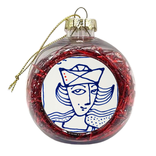 cheeky paper boat hat - xmas bauble by deborah Withey