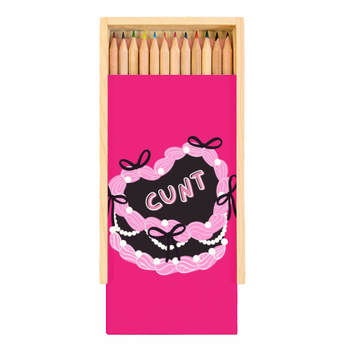 Cheeky Pink Heart Cake - Coloured Pencils with Box by Lilly Rose