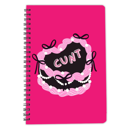 Cheeky Pink Heart Cake - personalised A4, A5, A6 notebook by Lilly Rose
