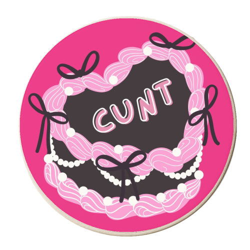 Cheeky Pink Heart Cake - personalised beer coaster by Lilly Rose