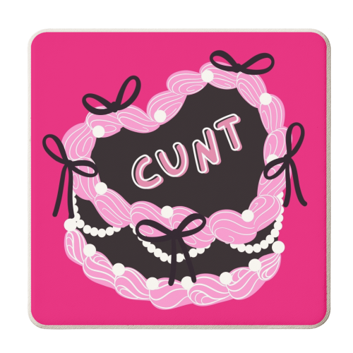 Cheeky Pink Heart Cake - personalised beer coaster by Lilly Rose