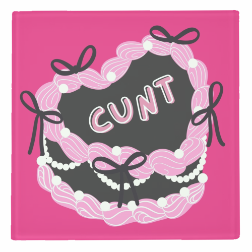 Cheeky Pink Heart Cake - personalised beer coaster by Lilly Rose