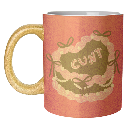 Cheeky Pink Heart Cake - unique mug by Lilly Rose