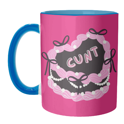 Cheeky Pink Heart Cake - unique mug by Lilly Rose